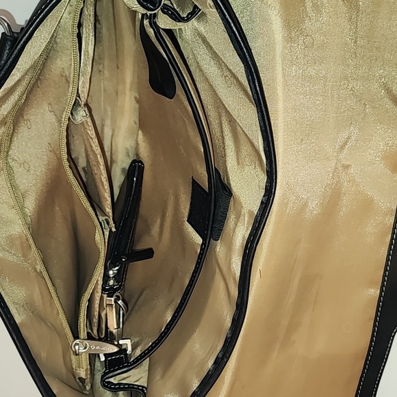 Franklin Covey Black Leather Handbag Travel Laptop Tote Purse - Picture 13 of 16